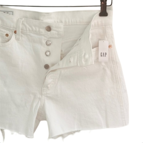 GAP White Cheeky High Rise Denim Shorts NWT 29 Tall - Picture 8 of 13